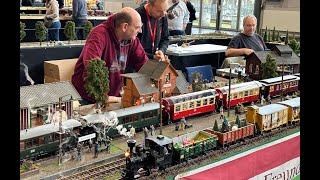 Detailed LGB G gauge model railroad with creative rolling stock at railhobby Bremen 2023 exhibition