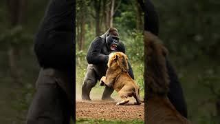 고릴라와 사자의 레슬링 승부 #gorilla #lion #mma #wrestling