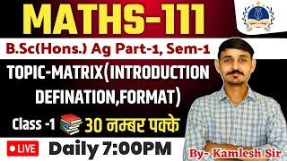 MATHS-111/CLASS-1/MATRIX(INTRODUCTION,DEFINATION,FORMAT)/B.Sc AGRICULTURE FIRST SEMESTER #matrix