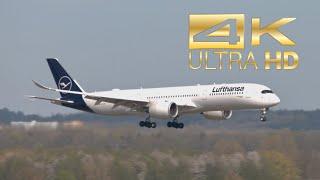 (4K) Airbus A350-941 Lufthansa D-AIXB arrival at Munich Airport MUC EDDM LH413