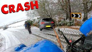 A Farmer Rescues Crashed Car | Moving Cattle in the Snow