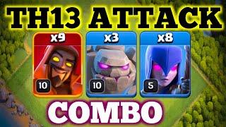 TH13 SUPER WIZARD + GOLEM + WITCH ATTACK COMBO - BEST TH13 ATTACK STRATEGY 2024 - Clash of Clans