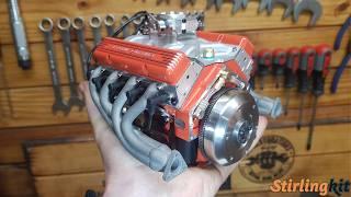 I assembled a miniature working V8 engine and damn it's awesome. #stirlingkit