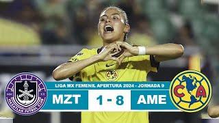 Mazatlan vs America Femenil 1-8 Resumen Goles 2024