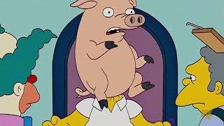 The Simpsons -Homer's Head Stuck In Pig's Inner Organs.