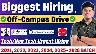 Urgent Hiring | Peak, Mphasis, L&T | Off Campus Drive 2021, 2022, 2023, 2024, 2025-2028 BATCH