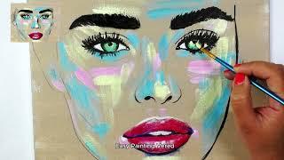 PORTRAIT ABSTRACT PAINTING | Colorful Acrylic Painting Tutorial | How to Paint