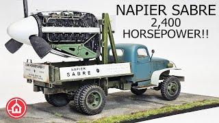 MiniArt 1/35 Cargo Truck -  Napier Sabre with concrete base. Model kit build.