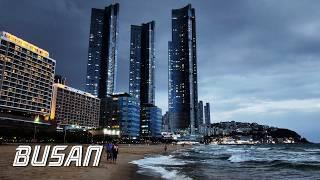 Is this your first time in Haeundae on a rainy day? | Busan is Good | KOREA | 4K | 해운대 해수욕장 우중 산책