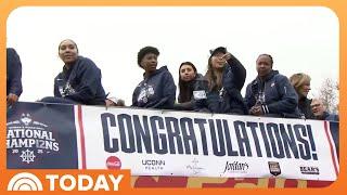Thousands line up to cheer UConn women’s basketball champions