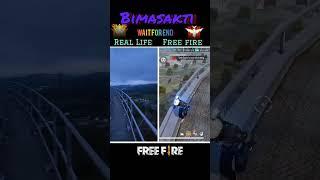 Free fire  Bimasakti Tower  In Real Life  | Real Vs Free Fire  #freefire #shorts #youtube