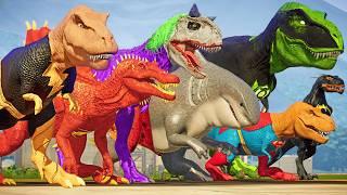 DC Super Heroes Battle in Dinosaur form in Jurassic World |Dinosaurs Pro 7 SuperHero Team|