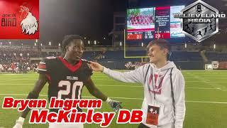 Canton McKinley Bulldogs DB Bryan Ingram after their 28-21 OT win over Hoover