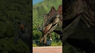 Giganotosaurus bites down on guests! #jurassicworldevolution2 #jwe2 #jurassicworld