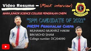 VRMRSMPC/TINGKATAN 5-2021 | MUHAMAD MUKHRIZ HAKIM BIN MOHD SHAM | 5 JAHIZ
