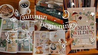 the beginnings of fall  autumn reading pile, scrapbooking, and reading cozy books 