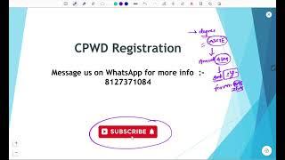 Watch this before apply for Registration in CPWD