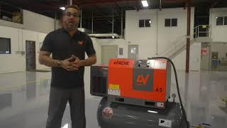 Apache A5 Rotary Screw Air Compressor -  Sound Level Demonstration