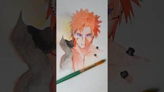 Drawing ️PAIN from Naruto Shippuden with Watercolors #shorts #pain #naruto