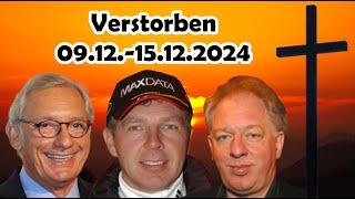 Trauer um Berühmtheiten, die in der Woche vom 09.12. bis 15.12.2024 verstorben sind.