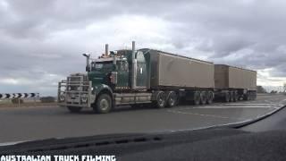 Big Road Train Trucks And B-Doubles Travelling The Augusta Highway Near Warnertown South Australia!