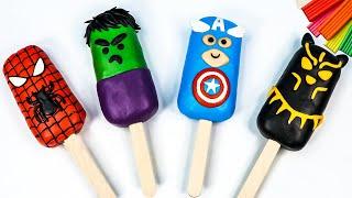 Ice Cream mix Superheroes Marvel with clay  Hulk, Captain America, Spiderman, Black Panther