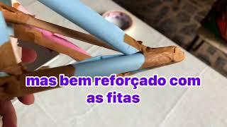 Como fazer uma catapulta de papel, fita, liga elástica, palito de madeira