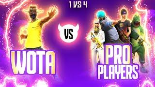 Wota FF Vs Pro Players || 1 vs 4 Insane Gameplay - Garena Free Fire