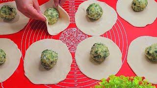 Potatoes + flour and greens‼ Potato cakes in a pan.