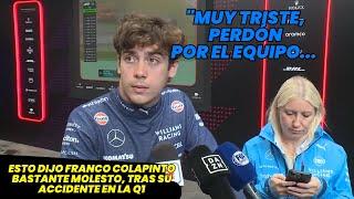 Esto dijo Franco Colapinto Bastante Molesto, tras su accidente en la Q1. F1 radio