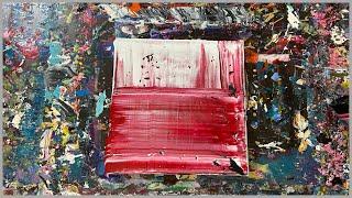 A Quick Scraped Abstract Painting / Gerhard Richter Inspired / Red White Black