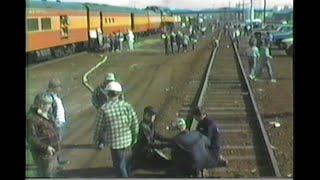 1101. SOUTHERN PACIFIC SP 4449 FUEL and WATER at Station depot Klamath Falls Oregon in 1989
