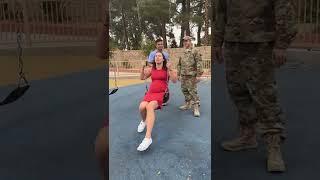 Pregnant wife turns around and sees her military husband for the first time in 8 months!️ #shorts