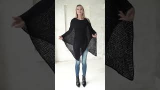 Upgrade Your Winter Wardrobe: Black Knit Poncho! #shorts