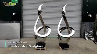 Hot Selling Life Size Mirror Polished Abstract Stainless Steel Sculpture for Garden Decor for Sale