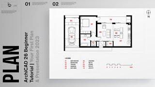 ArchiCAD 26 Beginner Tutorial | Your First Plan & Presentation 2023