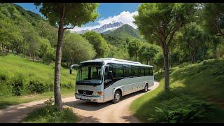 Bus Driving an Thin Road in Beautiful Nature | Mercedes-Benz Tourino