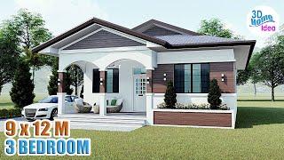 (9 X 12 Meters) SMALL HOUSE DESIGN IDEAS | 3 Bedroom Simple house