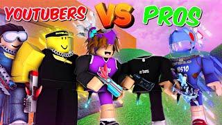 2 Youtubers vs 2 Pros in MM2..  (Murder Mystery 2) *Funny Moments*