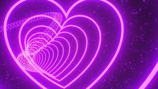 Slowly Moving Through Wavy Colorful Purple Pink Neon Heart 3D Tunnel 4K Background VJ Video Effect