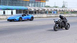 Kawasaki Ninja H2 vs Lamborghini Huracan Performante DRAG RACE