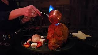 FLAMING SKULL CAKE! CHICA RESTAURANT in THE VENETIAN! LAS VEGAS!