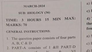 2ND PUC BIOLOGY QUESTION PAPER WITH SOLUTIONS KARNATAKA BOARD 2024.. #exam #study #biology