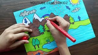 How to draw Water Cycle of a School Project | How to draw water cycle with leveling | जल चक्र