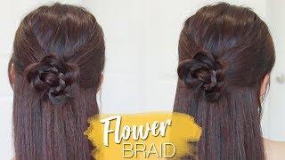 Flower Braid Half Updo Hairstyle | Hair Tutorial