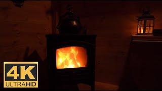 Relaxation and stress relief by the fireplace, ASMR. 4K Ultra