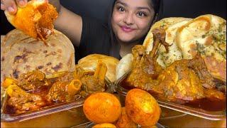 SPICY MUTTON ROGAN JOSH  SPICY CHICKEN CURRY WITH BUTTER NAAN, LACHHA PARATHA AND SOFT PURI/LUCHI