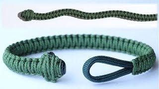 How to Make a Snake Head Closure / Cobra Knot Paracord Survival Bracelet - DIY - CBYS