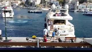 Docking boats in Symi harbour...not so easy