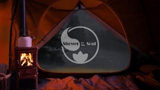 Sounds of a heavy snowstorm and the sound of a fireplace. Deep sleep in a cozy tent in winter. ASMR